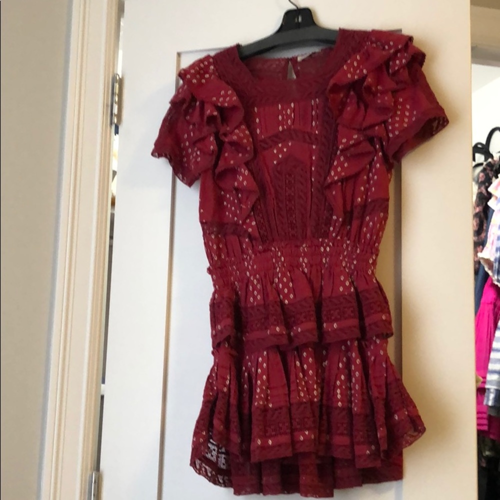 LoveShackFancy mini short sleeve ruffle dress